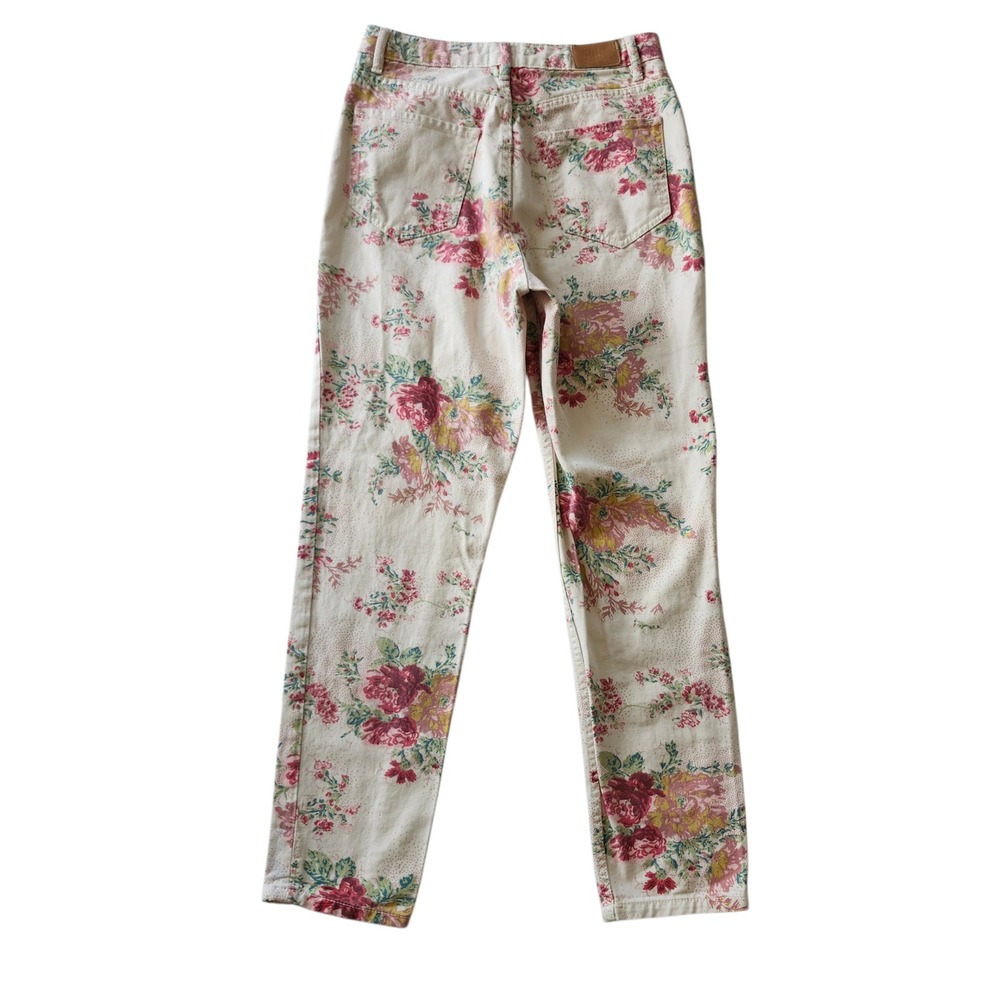 BDG Urban Outfitters Floral Mom Jeans Cream Pink Rose High Rise Taper sz 28 - Picture 3 of 8